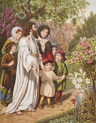 The Interpreter with the Pilgrims in the garden, illustration from 